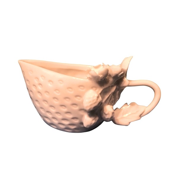 Vintage Graces Teaware White Bisque Porcelain Sculpted Strawberry Cream & Sugar - Picture 8 of 15